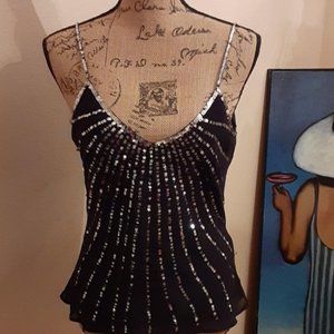 Vtg Esprit Star Burst Sequin Top